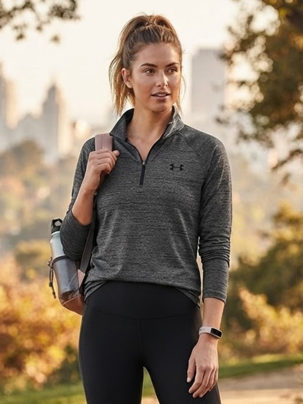 Under Armour Women's Heathered Charcoal Quarter-Zip Pullover